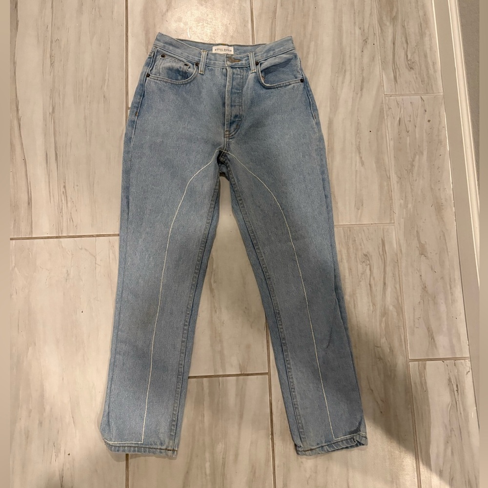Still Here Light “Tate” Blue Jeans with white seam